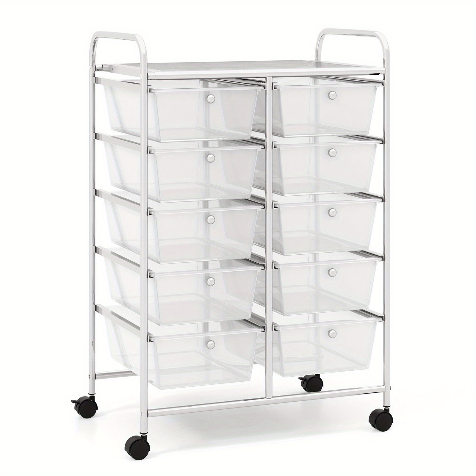 Roller Trolley With 10-stackable Drawers, Drawer Trolley Roller Container With Metal Frame And Shelf, Bathroom Trolley Storage Trolley For Office, Living Room, 65, 5 X 37 X 87cm
