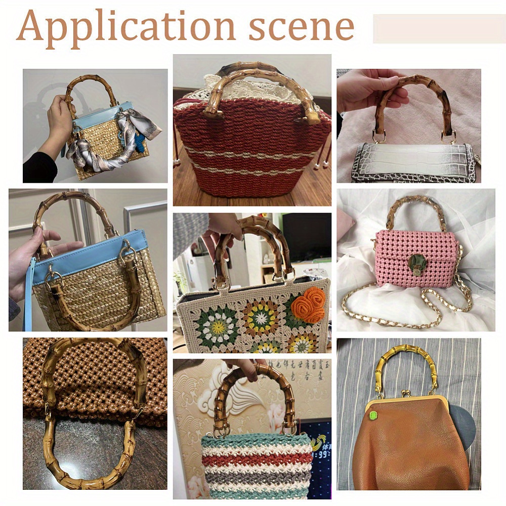 Manici Per Borse In Stile Bambù Oro Chiaro - 2 Pezzi Per Borse Fai Da Te E Uncinetto - Foto 2