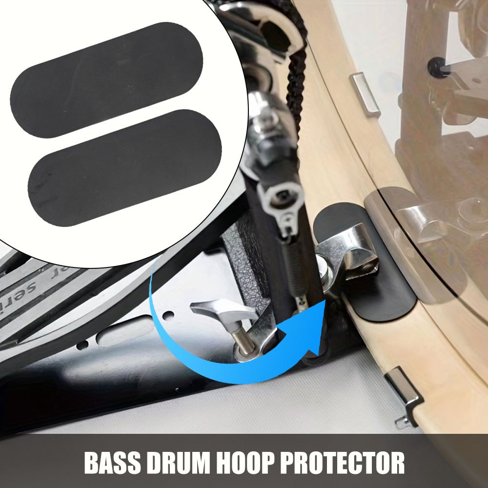 

Silicone Bass Drum Hoop Protector, Self-adhesive Rubber Kick Drum For Wood Hoops, Black