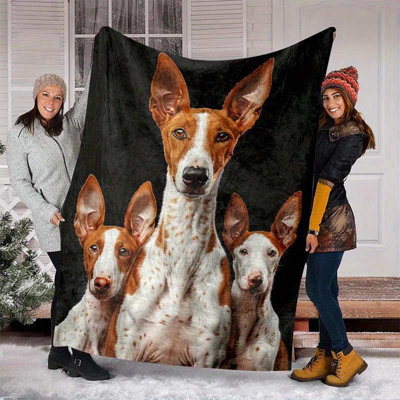 

Hound Print Flannel Fleece Blanket, Cozy Car Nap Throw, Soft Polyester Fabric Accessory For Comfort And