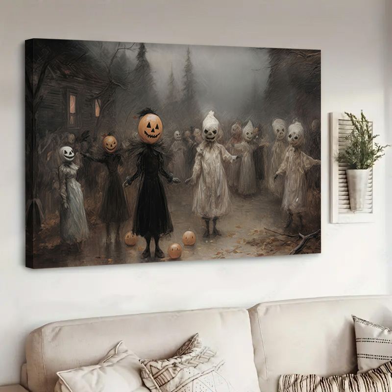 

1pc Framed Halloween Spooky Art Print Painting Vintage Prints Forest Ghosts Wall Art Picture Vintage Halloween Poster Forest Ghost Prints Ghost Painting Cute Ghost Pictures For Walls Gothic