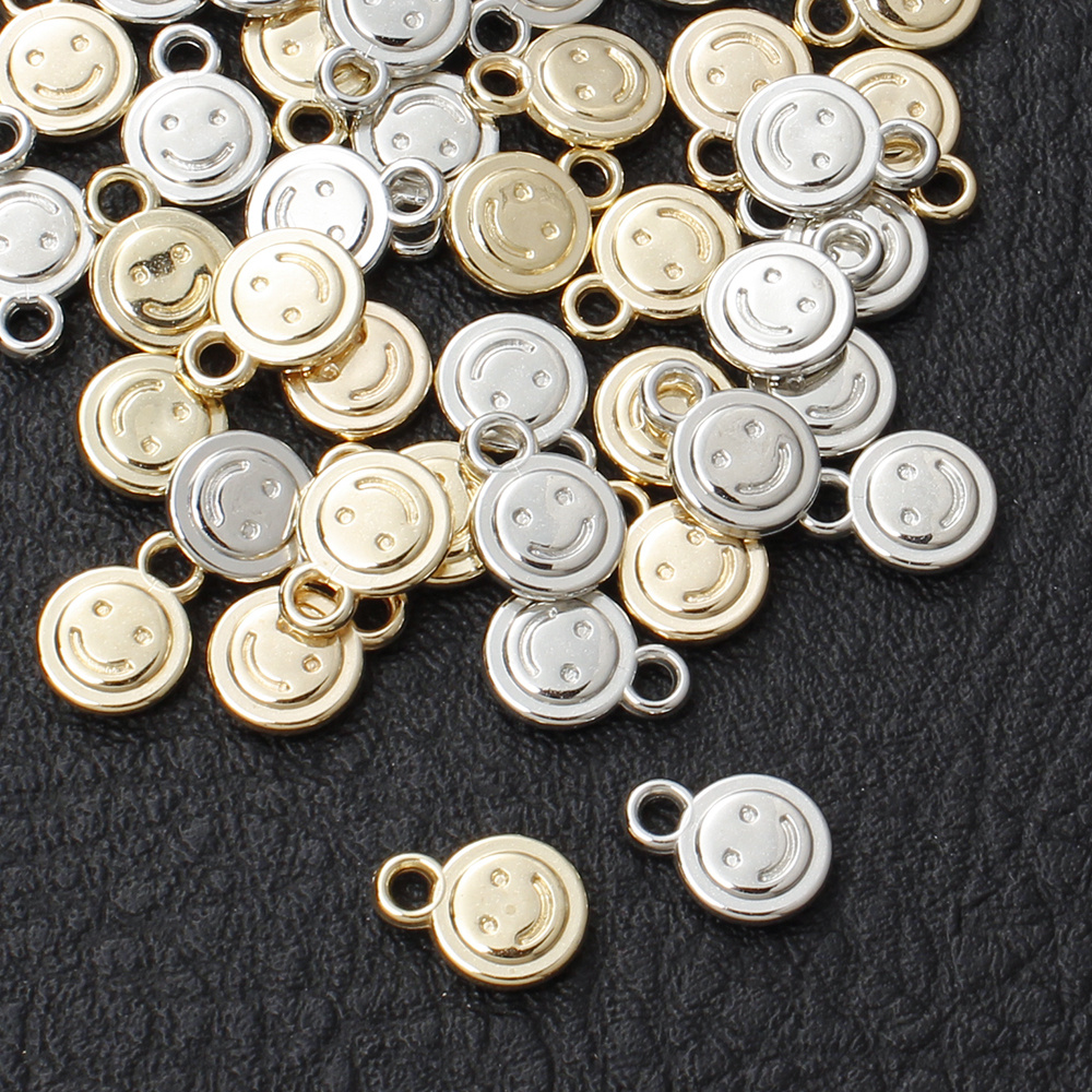 Image of 100pcs 9×12mm Acrylic Round Thin Pendant Plastic Ccb Golden And Silvery Pendants For Making, Necklace Bracelet Earrings Keychain Accessories Decorative Gifts Crafts