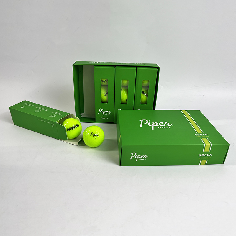 

12pcs Piper Green Double-layer Hard Golf Balls - Flight Distance & , Power On Greens, Rubber Material, Light Green With Yellow Numbers For Easy Identification