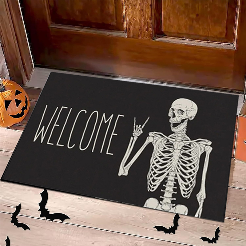 

For Halloween - Anti-slip, Dirt-resistant Entrance Door Rug With Letter Design, Machine Washable - Home Decor