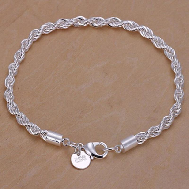 

925 Sterling Silver Twisted Rope Bracelet - Timeless Elegance For Daily Wear, Stylish & Durable, Hypoallergenic Fashion Accessory