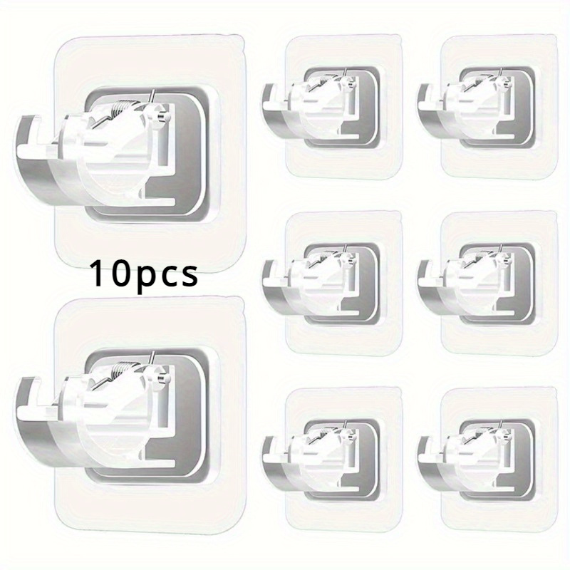 TEMU 10pcs Curtain Rod Hooks & Brackets - Telescopic, Non-porous For Curtains And Bars