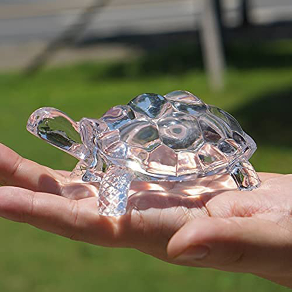 

1pc Crystal Turtle Figurine Miniature Statue, Chinese Ornament For Home Office Desk Decoration Accessories