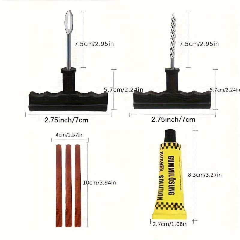 TEMU 6-piece Car & Motorcycle Tire Repair Kit With Insulated Tools - Easy-to-use Puncture Fix Set With Rubber Plugs For Quick Emergency Patching