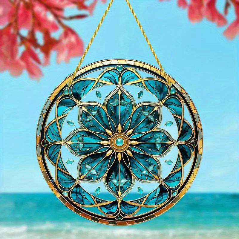 

Creative Clear Acrylic Floral Suncatcher Multicolored Translucent Design, Stained Window Hanging, Funny Mandala Themed Gifts, For Glass Window Courtyard And Garden Decoration, 2 Sizes Optional