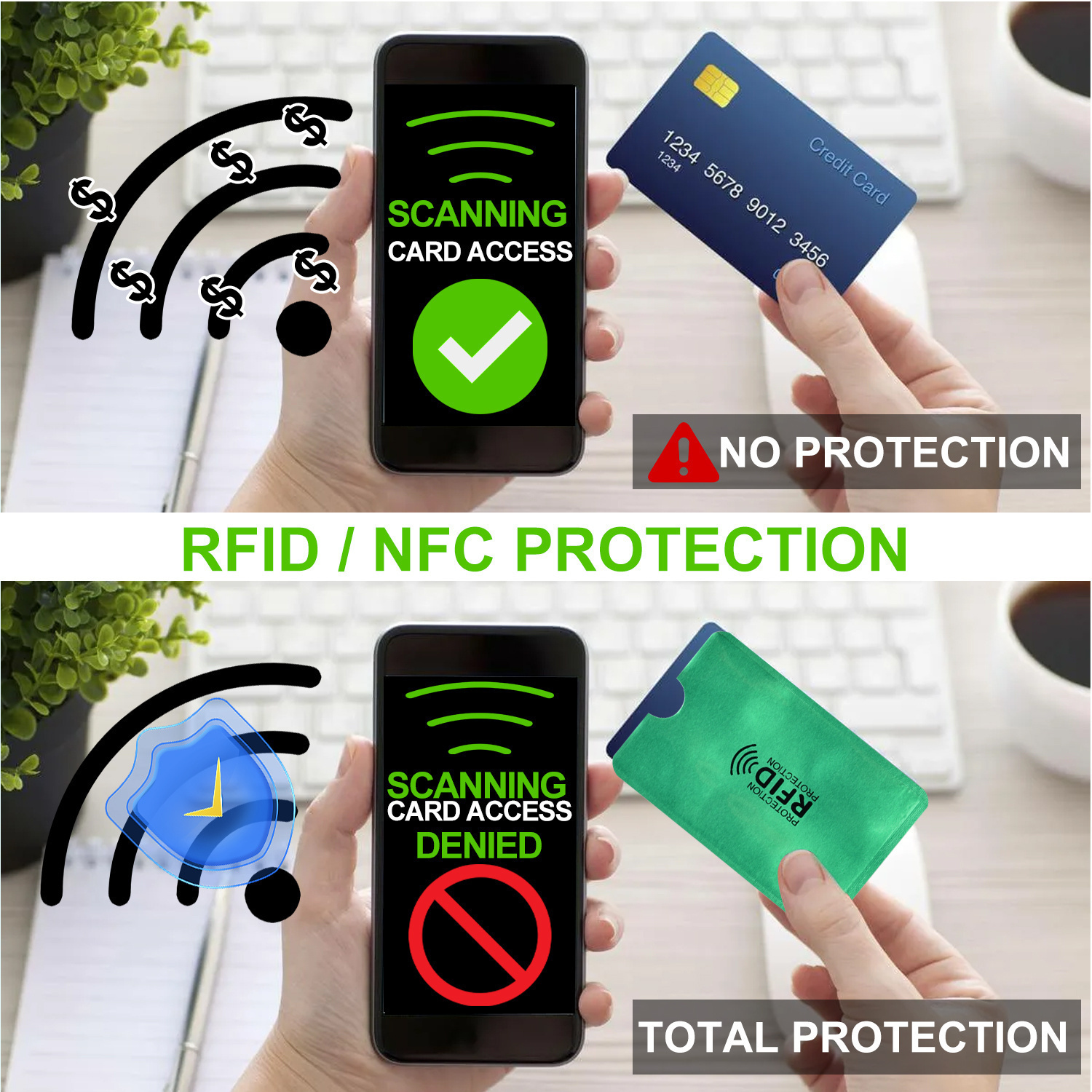set 6 rfid shielding card holders theft resistant sleeves id - Temu
