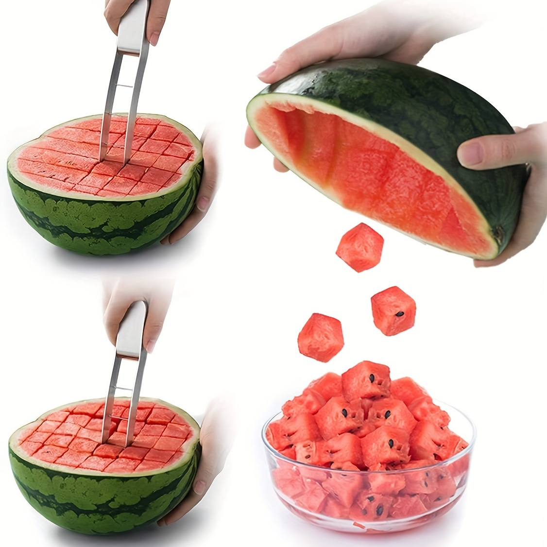 

1pc, Quick And Safe Watermelon Cutter - Stainless Steel Cube Cutter For And Melon - Kitchen Gadget And Accessory For Easy Slicing And Cutting