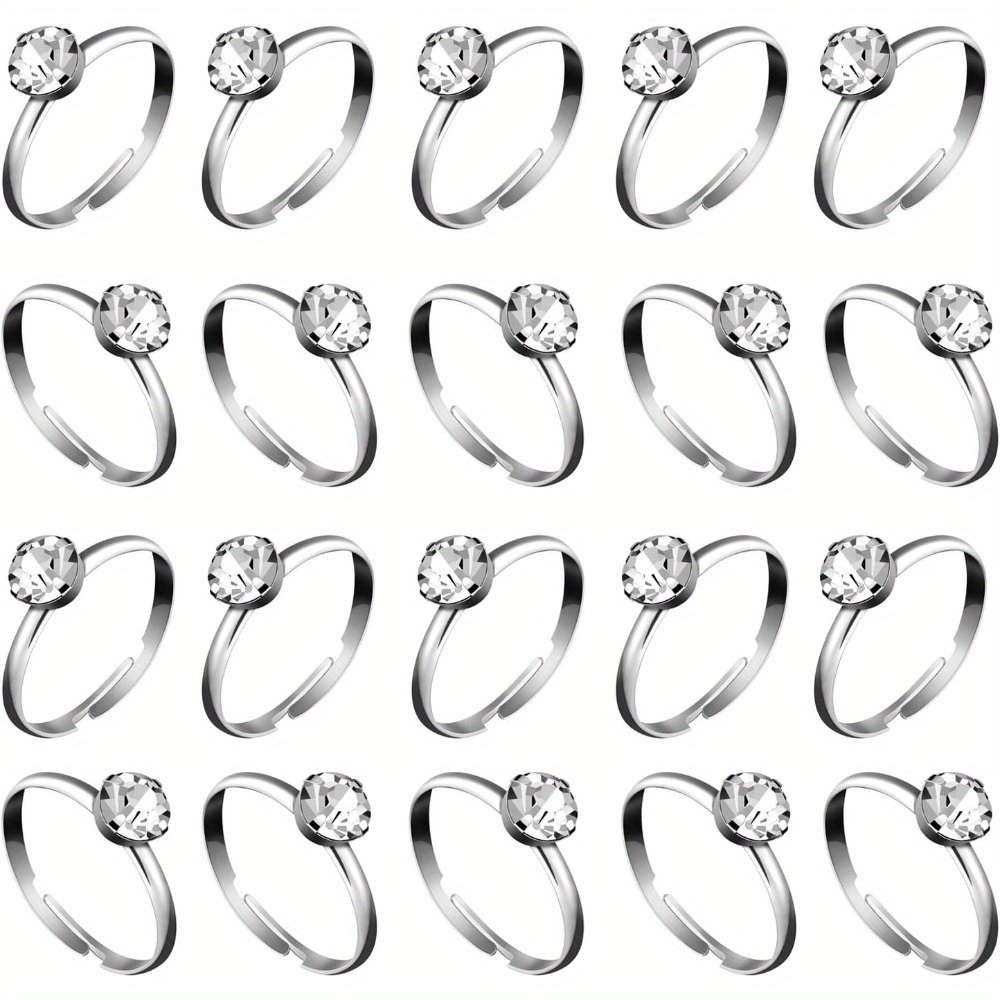 

50 Pack Fashionable Plastic Silver Rings - Perfect For Bridal Shower, Wedding Decor, Party Favors & Cupcake Toppers