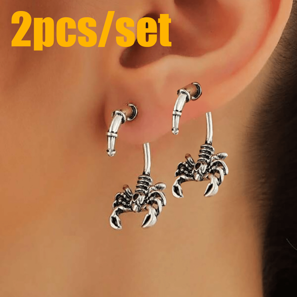 

2pcs Earrings Set - Vintage Punk Style Fashion Statement Ear Jewelry, No Battery Or Electricity Needed, Featherless, Suitable For Easter And Thanksgiving Party Decorations & Supplies