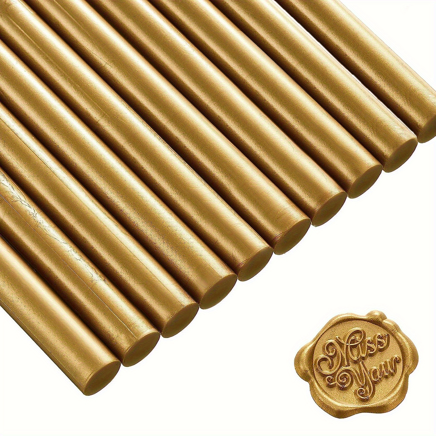 

10-pack Golden Sealing Wax Sticks For Wax Seal Stamp - Suitable For Glue - Perfect For Invitations, Cards, Letters, And Craft Projects