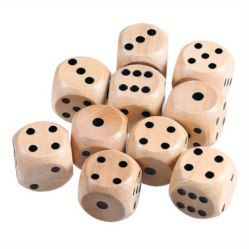 

[10pcs Wooden Board Game Dice] 10pcs 16mm Wooden Dice, Shape, Math Educational Board Game Dice For 14+, With For Tabletop Role-playing Games And Teaching