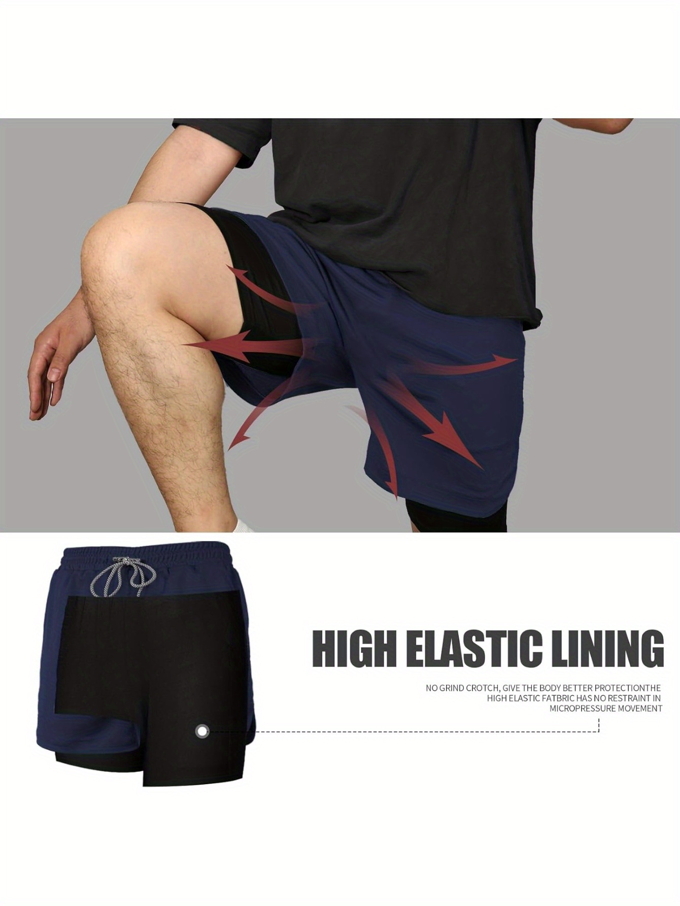 mens 2 in 1 running shorts quick dry workout shorts liner - Temu