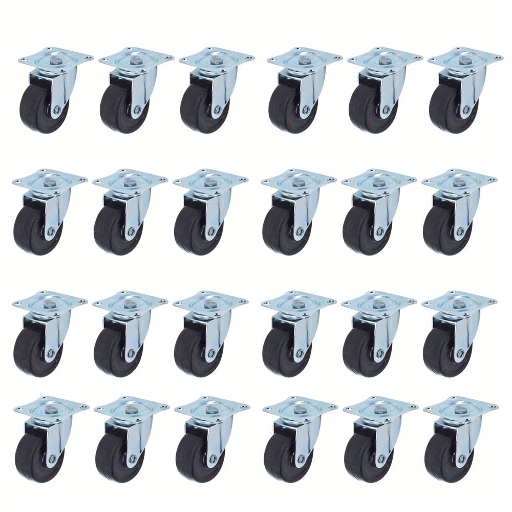 

24 Pcs 2 Inch Black Heavy Duty Swivel Caster With Top Plate And Bearing Without Brake