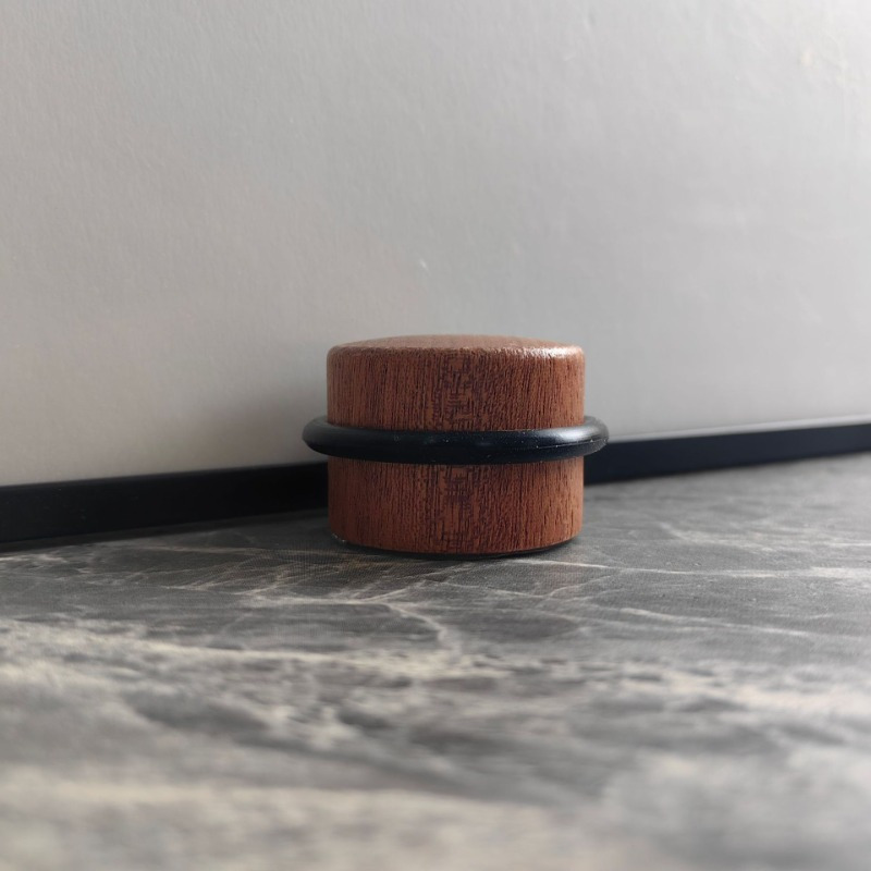 Image of 1pc Wooden Anti-collision With Adhesive Backing, No Drilling Required, Natural , Household Safety Door Stop For Wall Protection, , Decorative And Functional Design, Wall Protector