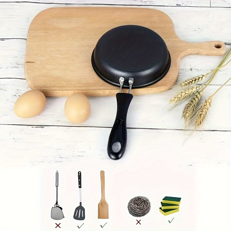 1 pc mini   non stick fry pan cast iron handle hand wash only induction gas stove compatible portable egg cooking pan cookware kitchen essentials details 8