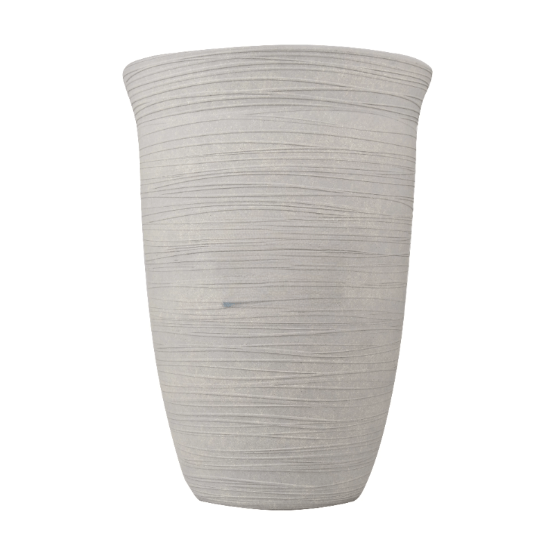 

15" Wide Round Resin Vase, Cement Color
