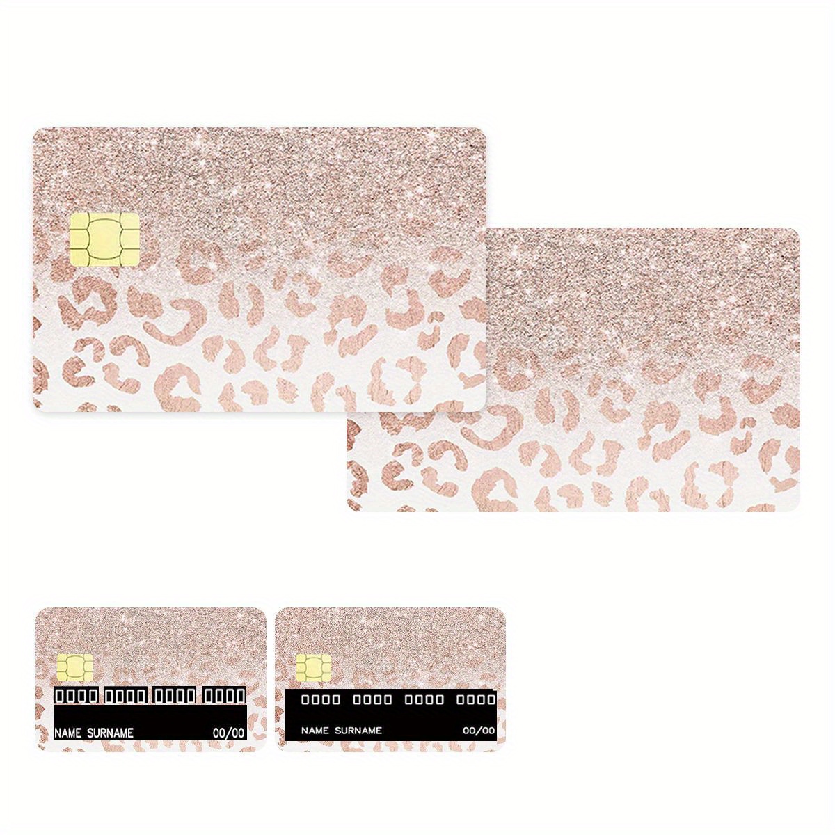 

4pcs In 1 Rose Golden Glitter Card Skin Sticker For Ebt, Transportation, Key, Credit, Debit Card Skin - Protecting And Personalizing Bank Card - No Bubble, Slim, Pvc Material