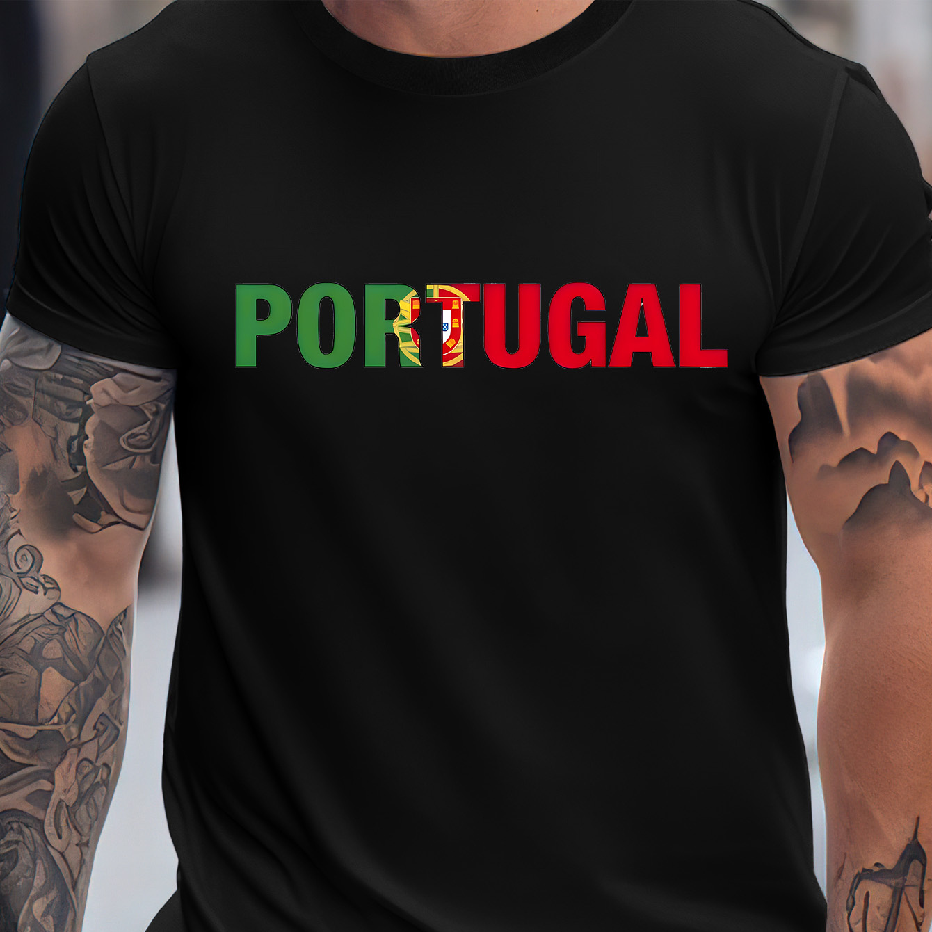 

T-shirt graphique à col rond pour homme avec imprimé Portugal, haut d'été à manches courtes pour homme, t-shirt confortable et tendance pour homme