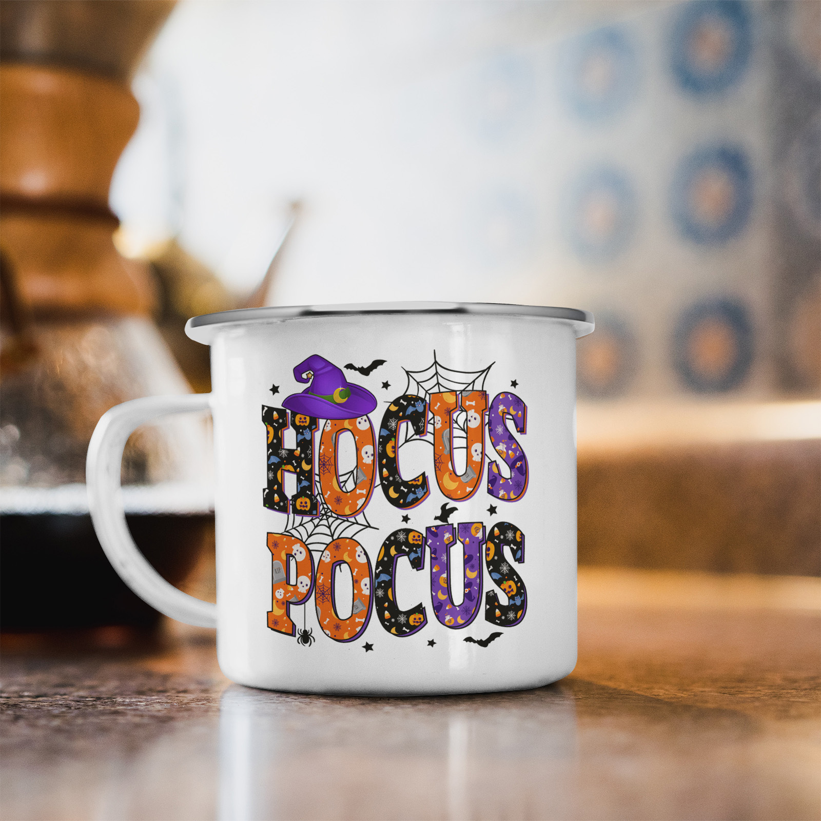 

1pc, 11oz/330ml Halloween Themed Coffee Mug, Enamel Cup, , Best Halloween Gifts For Friends/family/classmates/colleagues, Suitable For Cafe Restaurant