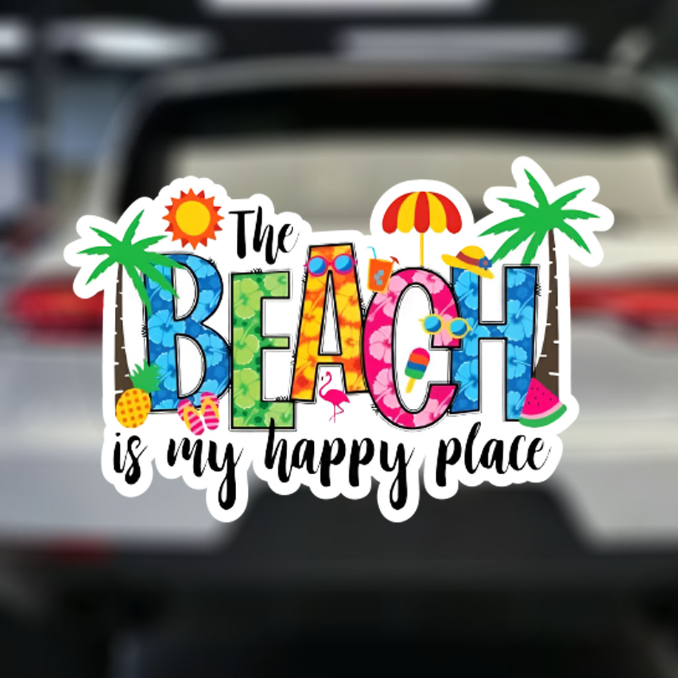 

Vinyl Car Decal - 'the Beach Is ' Self-adhesive, Matte Finish, Single Use Vinyl Sticker For Cars, Motorcycles, Laptops, Glass & Metal Surfaces