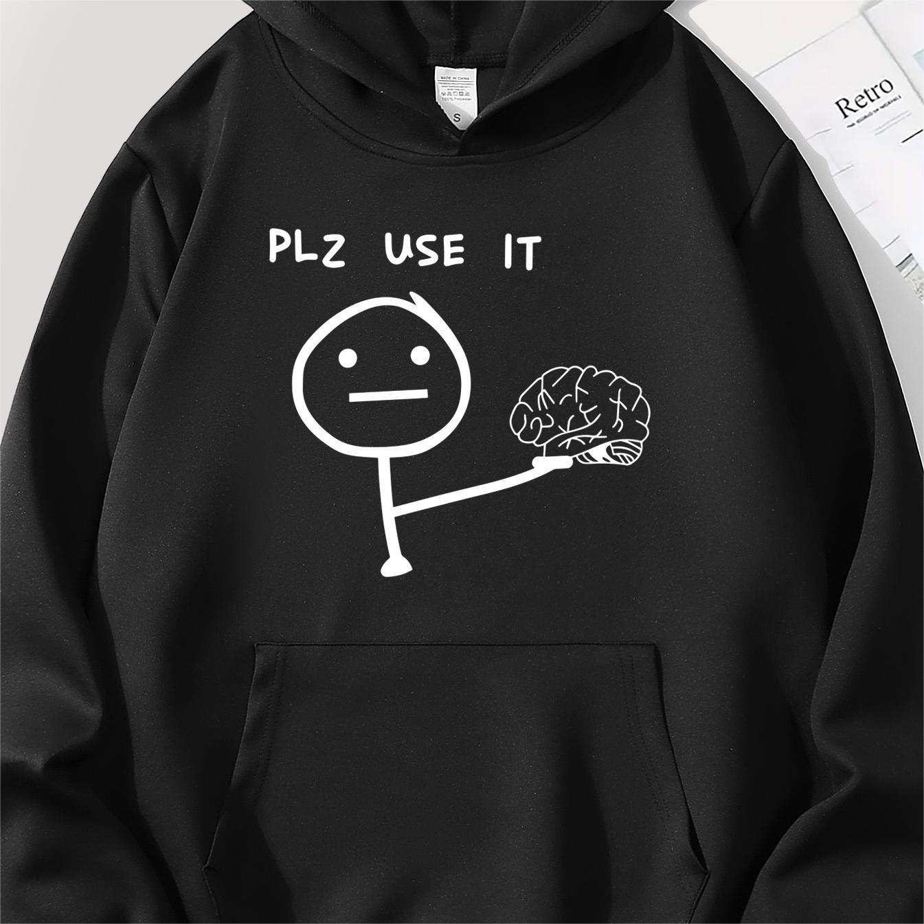 

Homecoming Season Plz Use It Take Out The Brain Graphic Print Crew Neck Long Sleeve Pocket Sweatshirt Print Pullover Hoodie For Women Casual, Spring Summer Fall & Winter