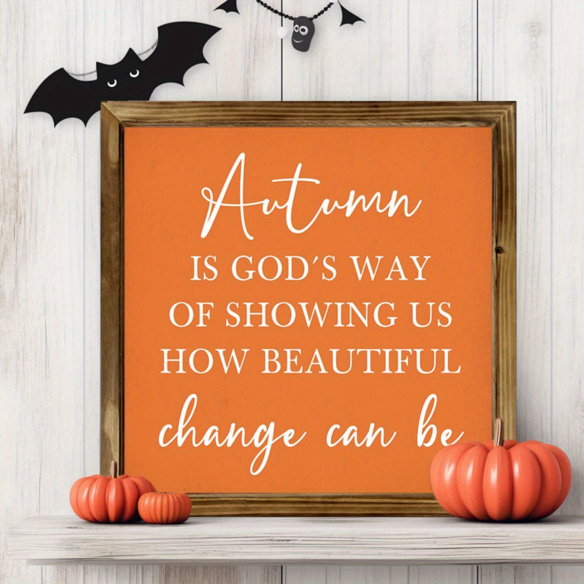 Image of Inspirational Autumn Quote Wooden Sign - Rustic 8x8" Wall Decor For Home, Perfect For Fall & Thanksgiving