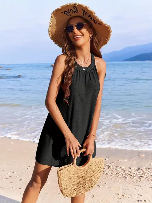 crochet cover up sleeveless womens swimsuit coverup hollow out beach dress with drawstring v neck side slits beachwear bathing suit casual swimwear mesh beach dress mini dress - beachwear - Temu crochet cover up sleeveless womens swimsuit coverup hollow out beach dress with drawstring v neck side slits beachwear bathing suit casual swimwear mesh beach dress mini dress - beachwear - Temu