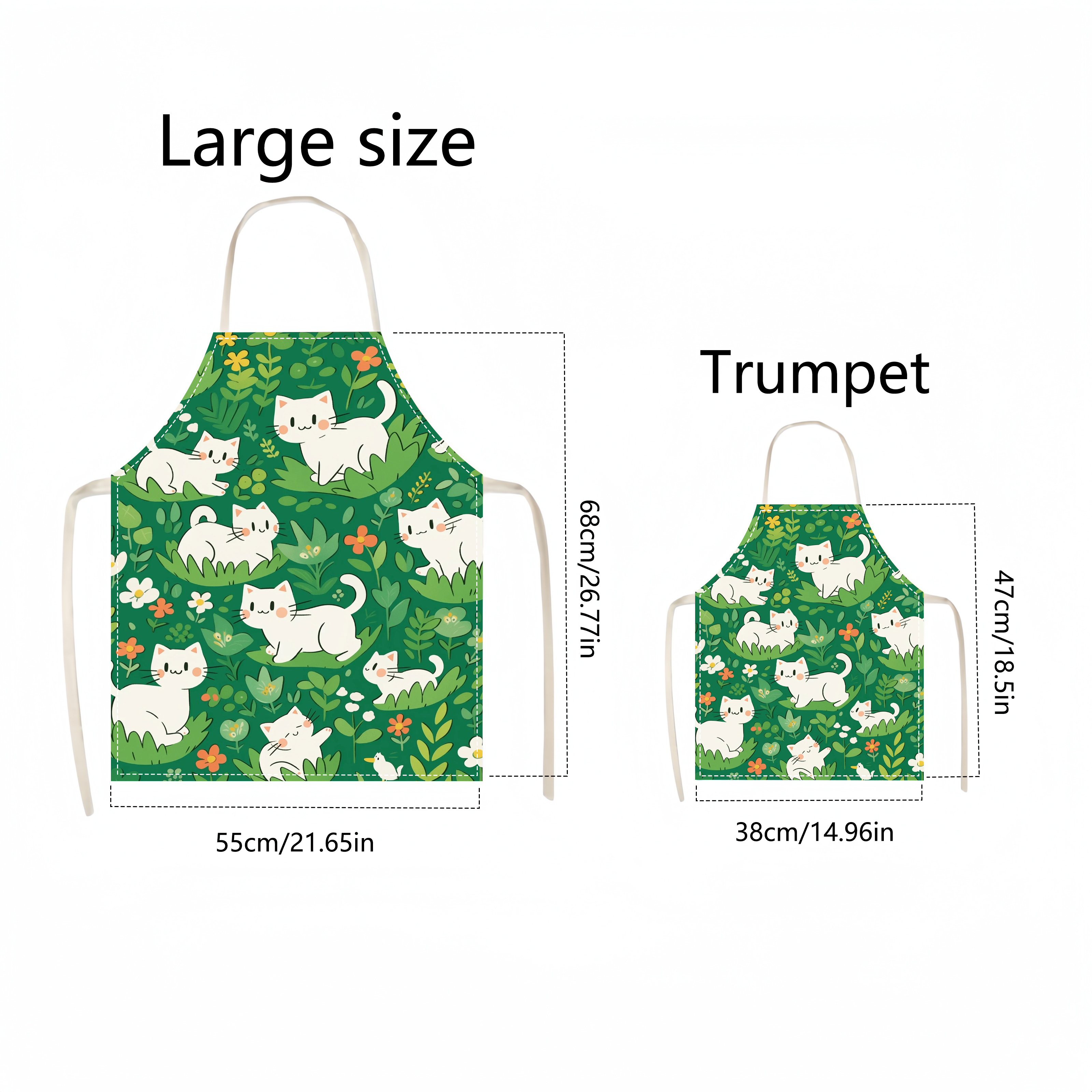 TEMU 1pc/2pcs Large And Small Aprons Green Simple Print Thickened Waist Aprons Fashion Household Kitchen Household Supplies Aprons Kitchen Aprons