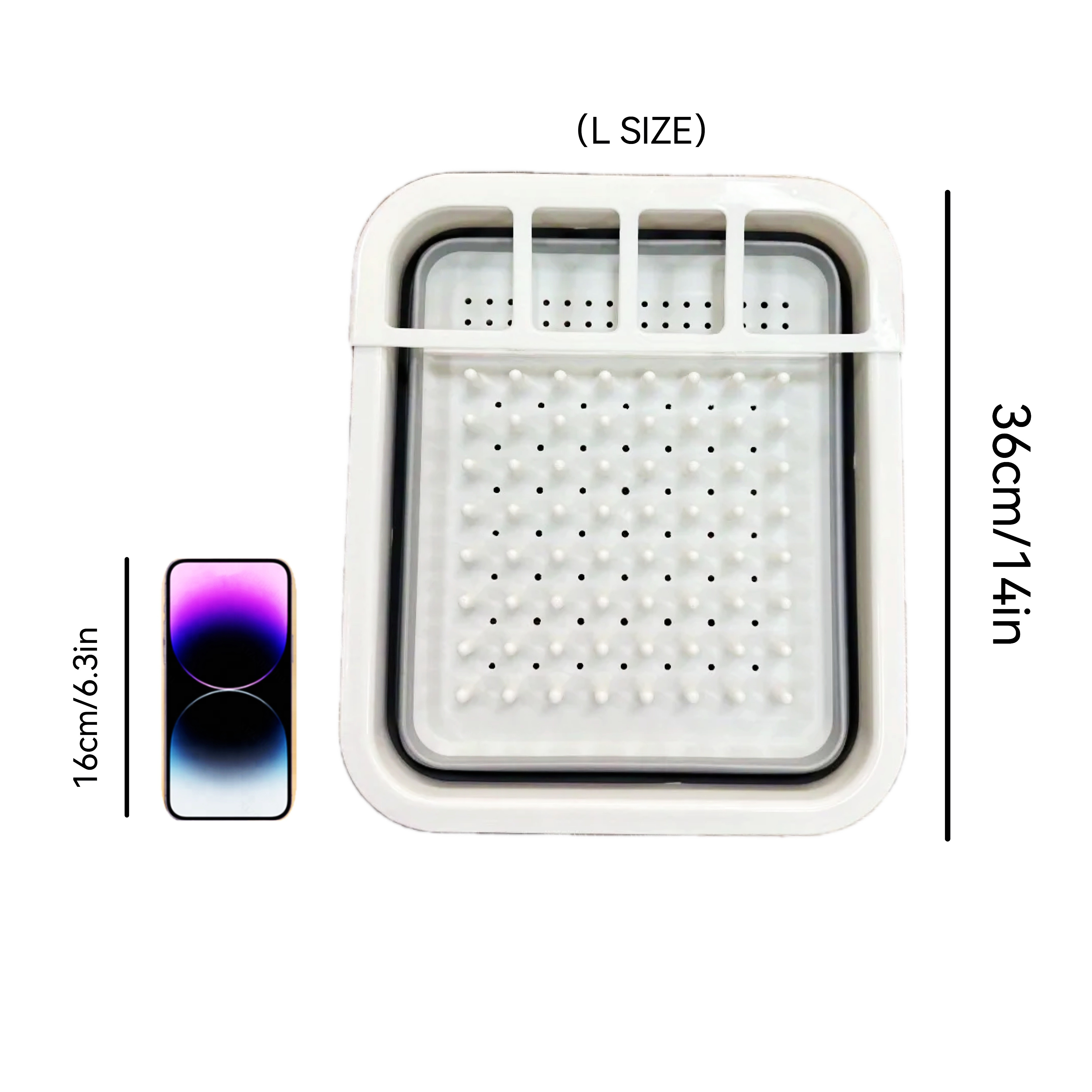 collapsible dish drying rack set with utensil holder   pvc polyester fiber stackable space   kitchen organizer for 14 age group multi use dish drainer bowl tableware fruit basket for home and commercial use 1pc details 8