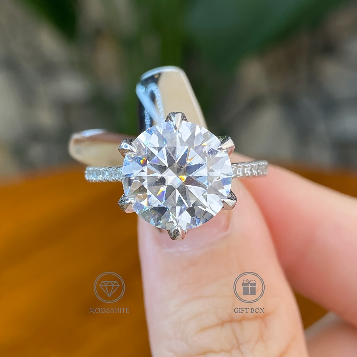 stunning 5   round cut moissanite ring   birthdays graduations special occasions elegant 925 silvery with sparkling moissanite ideal gift for her details 1