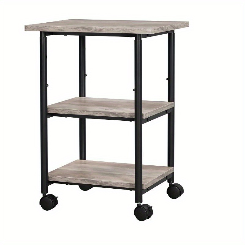 

Industrial Printer Stand, 3-tier Machine Cart With Wheels And Adjustable Table Top, Heavy Duty Storage Rack For Office And Home, Greige And Black