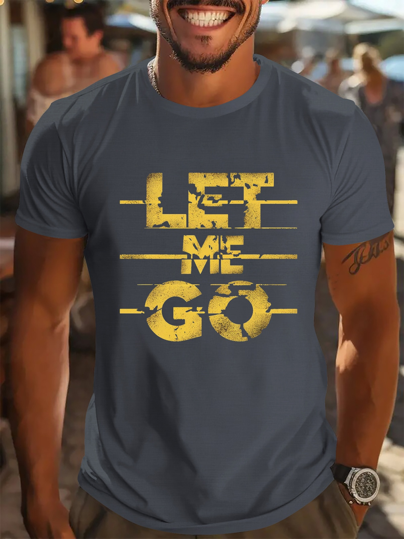 camiseta gráfica déjame ir hombres manga corta casual - Temu Argentina, image size:800x1066