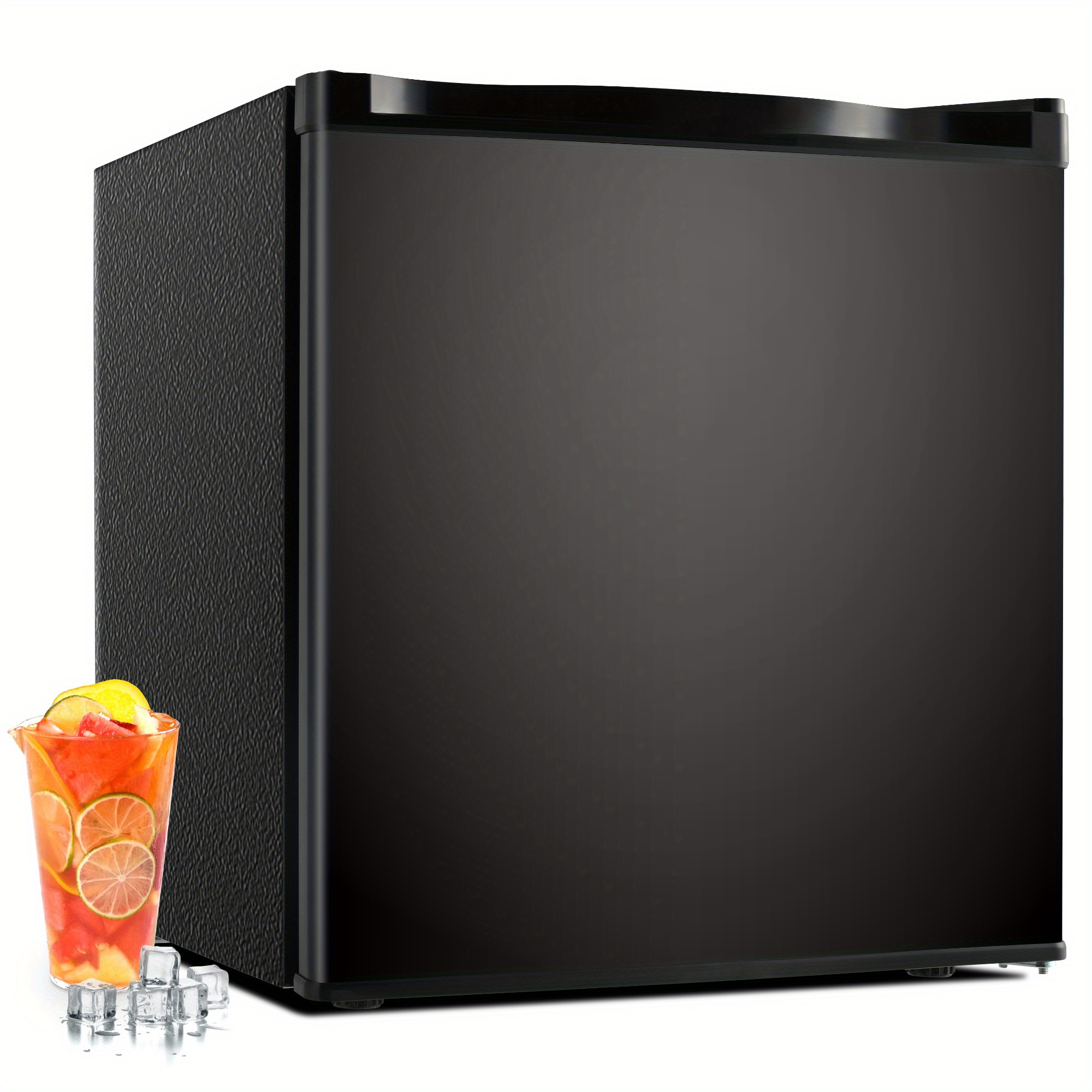 

1.7 Cu.ft Mini Fridge With Freezer: Sleek Black, Energy-efficient With Adjustable Thermostat, Reversible Single Door - Perfect For Bedrooms, Offices, Dorms.