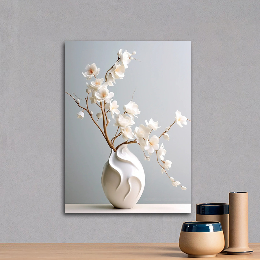 

Elegant Canvas Wall Art: A Stunning Vase With Cherry Blossoms, Living Room, Bedroom, Kitchen, Bar, Or Home Decor - Available In 12in/30cm, 16in/40cm, And 24in/60cm Sizes