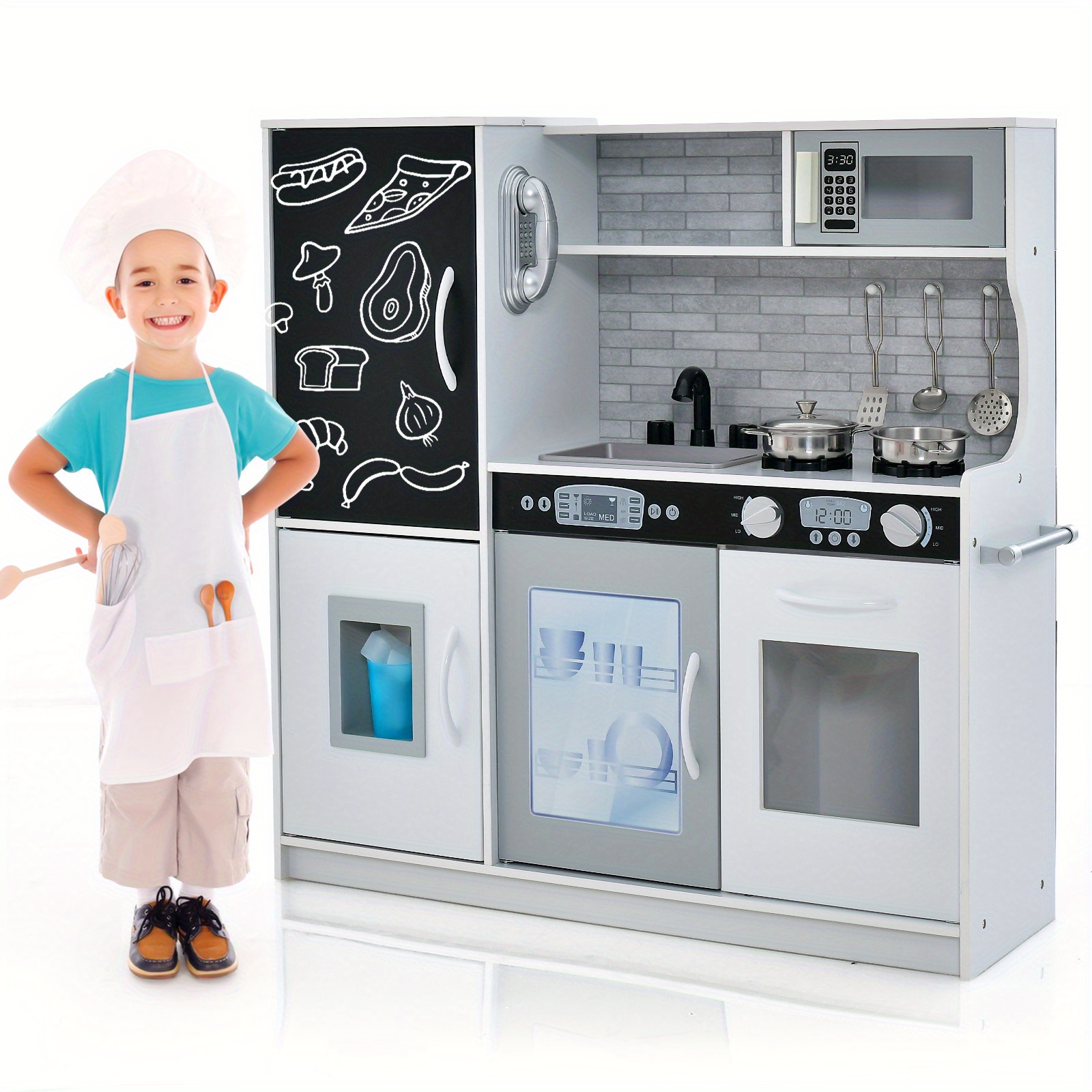 

Gymax Pretend Play Kitchen Toddler Kitchen Playset W/ White Christmas, Halloween Gift