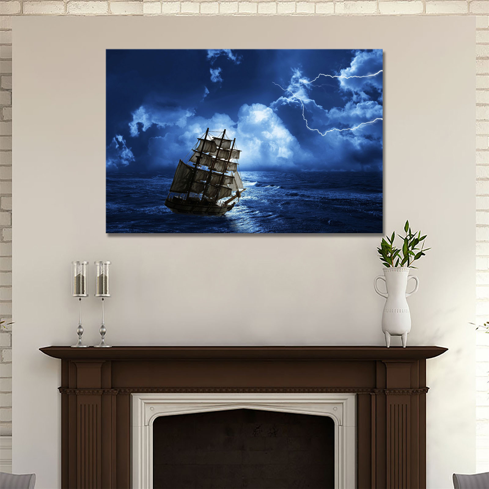   wooden   wall art   hung   blue   pirate ship wall art picture ocean sailing canvas posters and prints   paintings on   hd pictures   wall decor 2