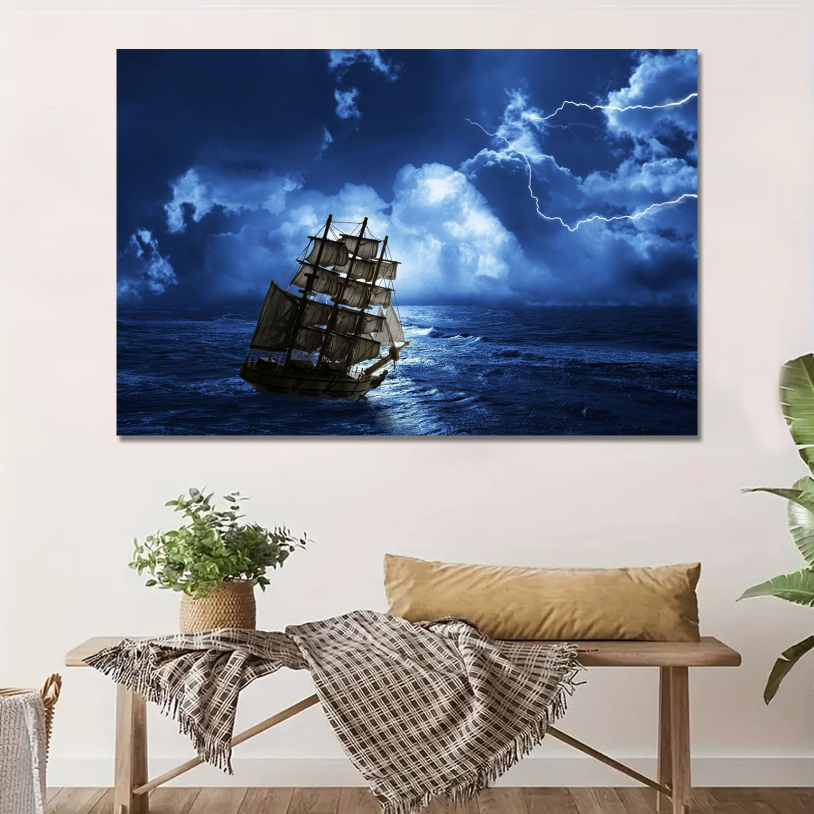   wooden   wall art   hung   blue   pirate ship wall art picture ocean sailing canvas posters and prints   paintings on   hd pictures   wall decor 1