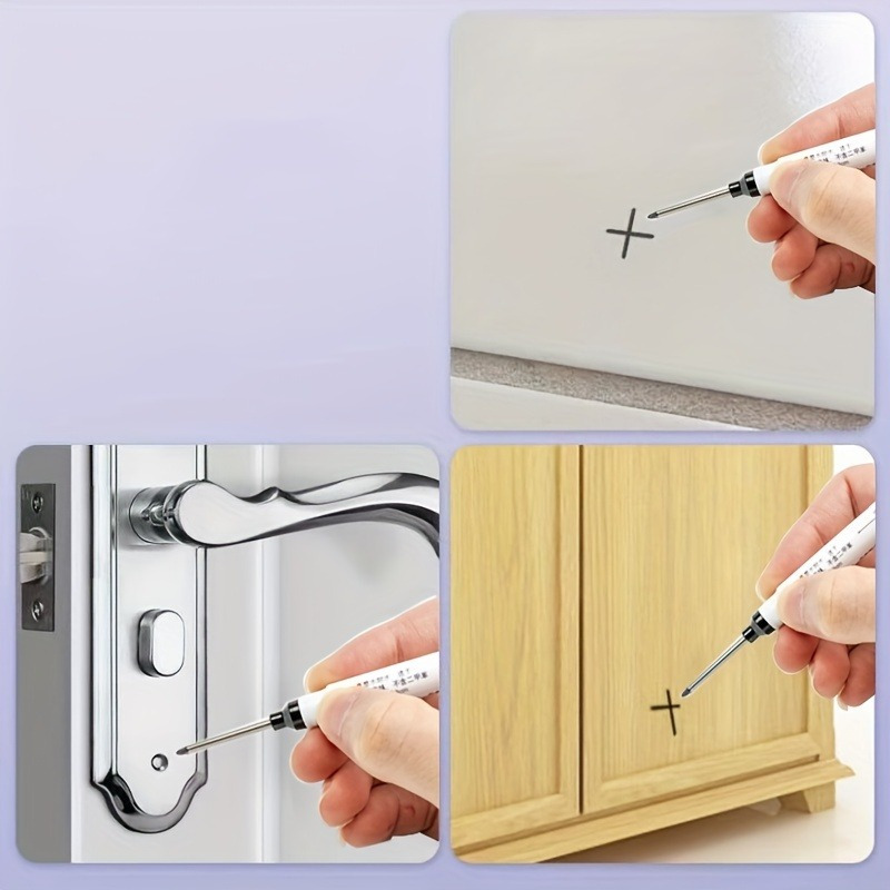 12pcs Precision Deep Hole Markers - 20mm Long Nib, Waterproof Ink Pens for Woodworking, Metal & Plastic - Red, Blue, Green, Black