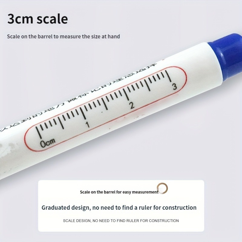 12pcs Precision Deep Hole Markers - 20mm Long Nib, Waterproof Ink Pens for Woodworking, Metal & Plastic - Red, Blue, Green, Black