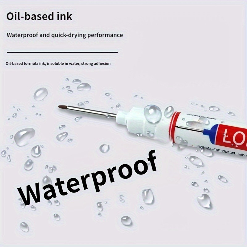 12pcs Precision Deep Hole Markers - 20mm Long Nib, Waterproof Ink Pens for Woodworking, Metal & Plastic - Red, Blue, Green, Black