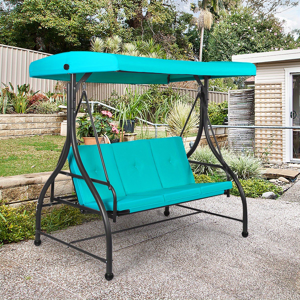 seater outdoor swing canopy hammock turquoise Temu