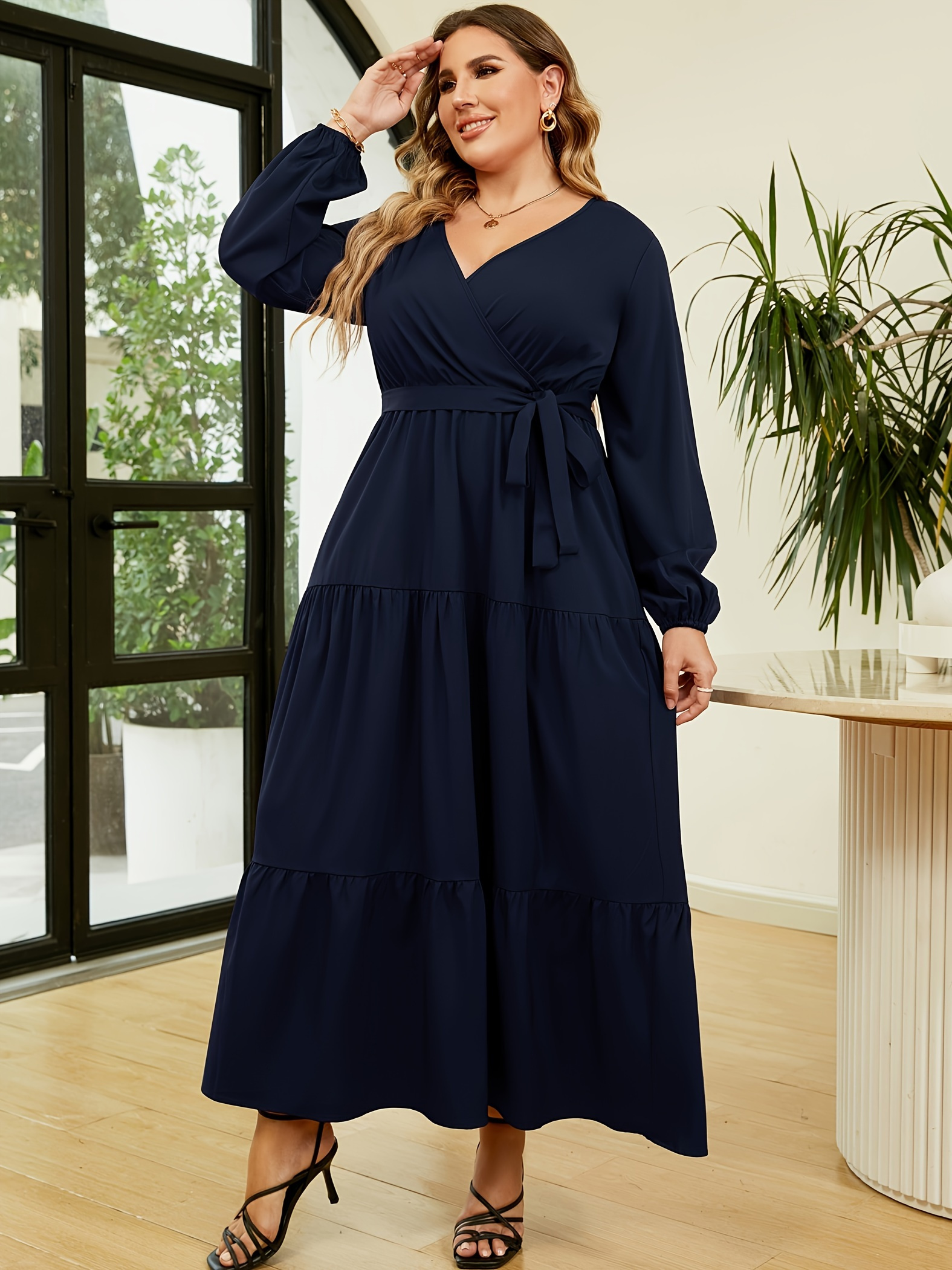 knee length dresses for ladies Adrianna Papell Plus Imitation Pearl-Trim Crepe Sheath Dress - Cherry Blossom