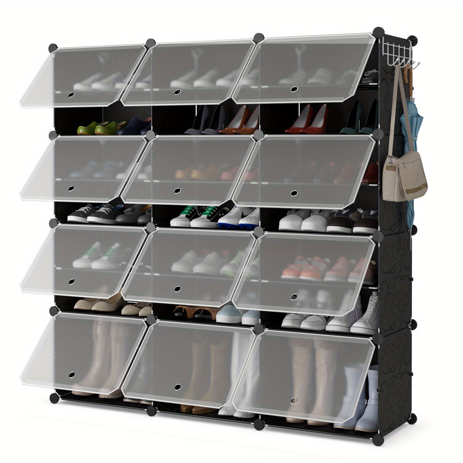 TEMU MULTIGOT Étagère à chaussures portable 12 cubes - Rangement pour 48 paires de chaussures avec crochet