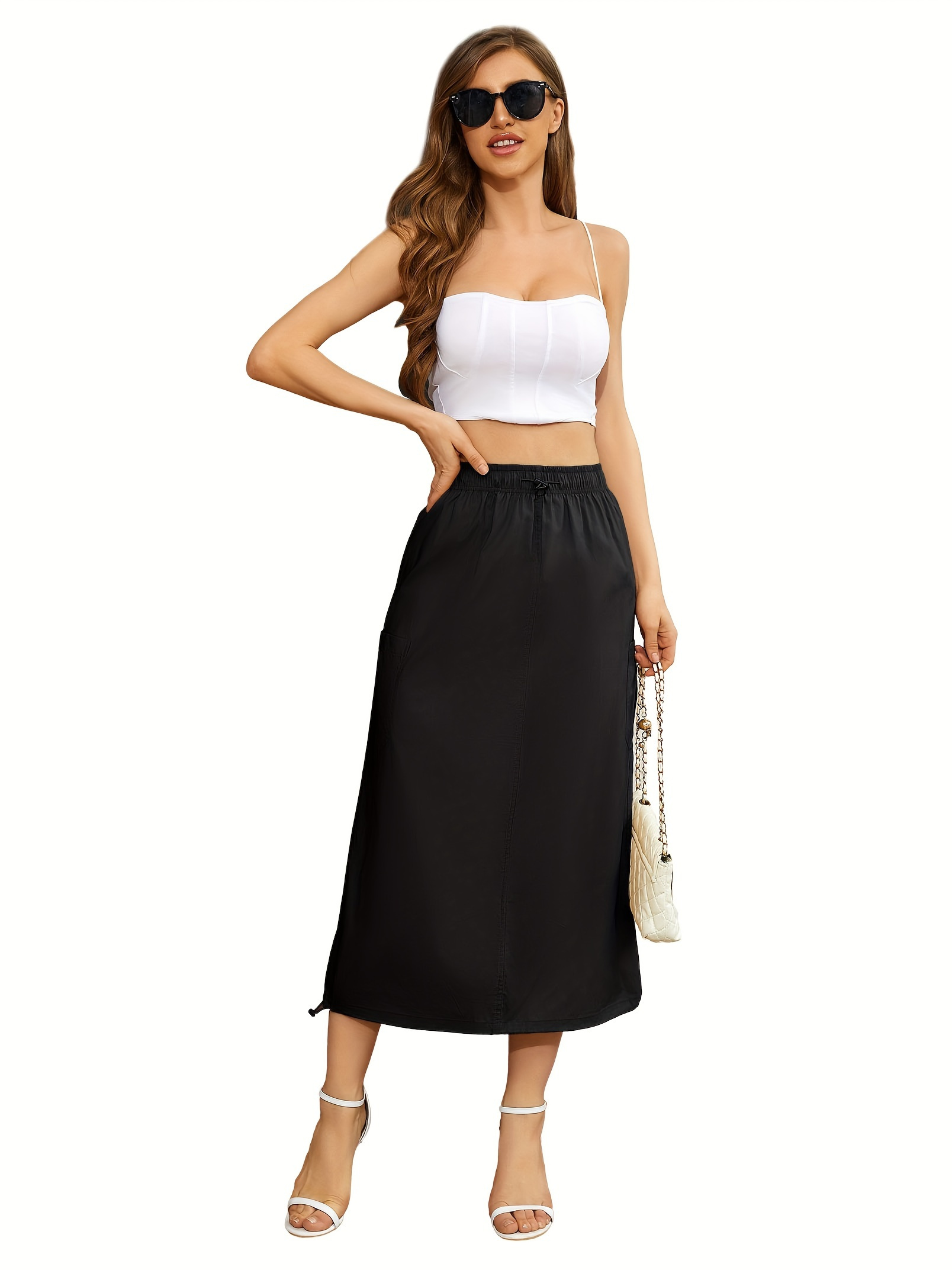 【SATIIIZ】Pelod cargo long skirt Amazon.com: Womens Cargo Midi Skirt Midi Long Skirts for