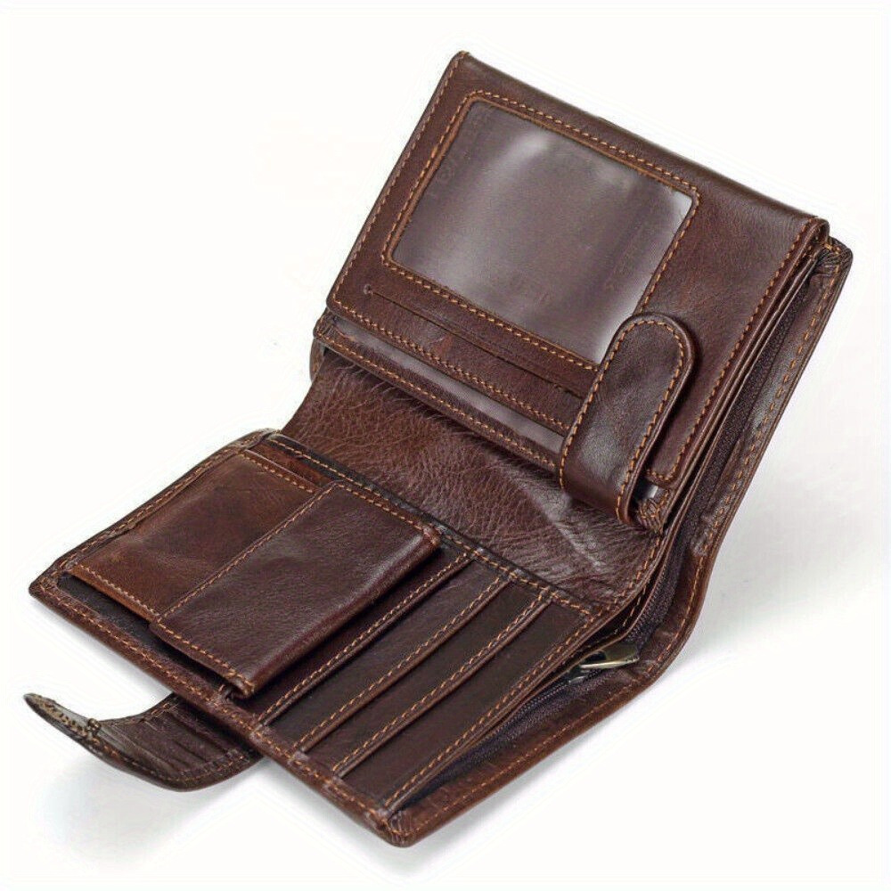 

Men's Genuine Leather Wallet Coin Purse Card Case Mens Vintage Trifold Wallets