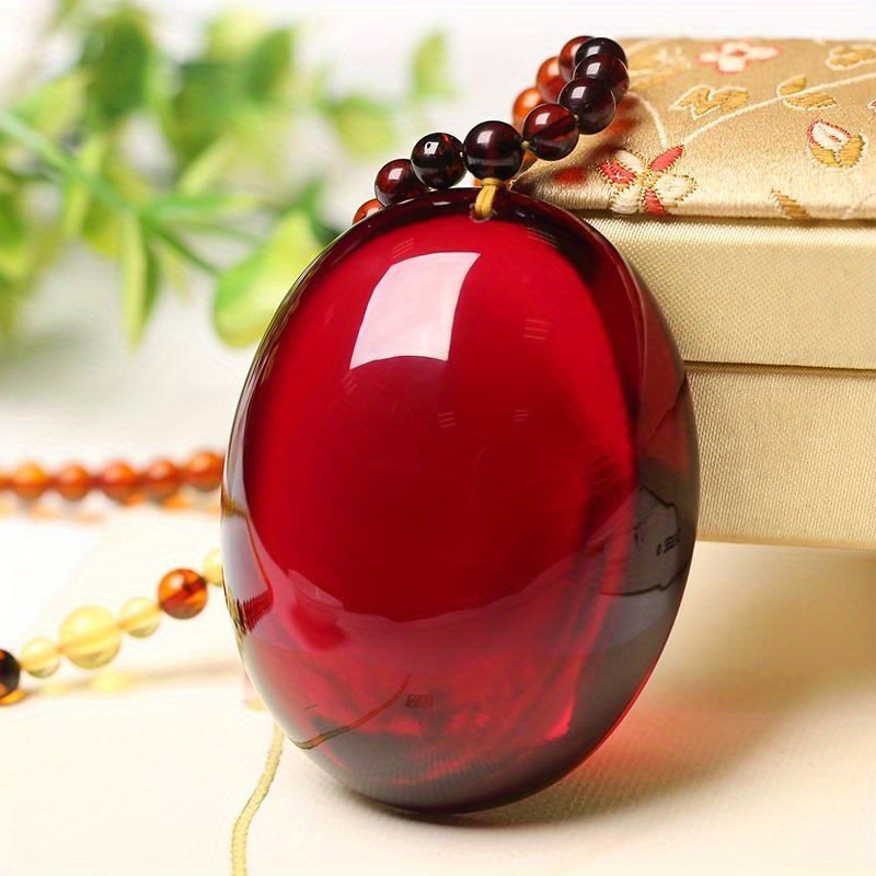 

1pc Resin Amber-like Pendant - Cute Sweater Chain Necklace Without Mosaic Material